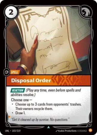 Disposal Order Disposal Order
